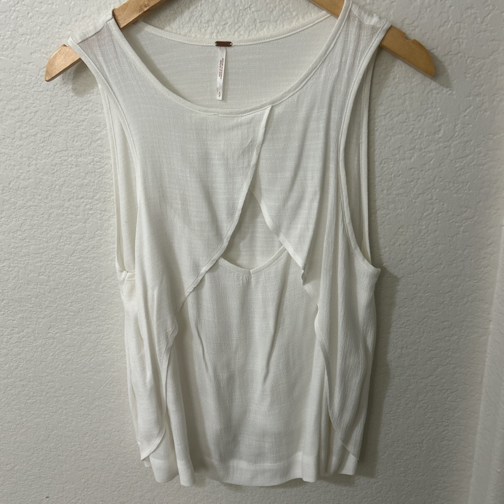 Free People Cream Layered Tank Top